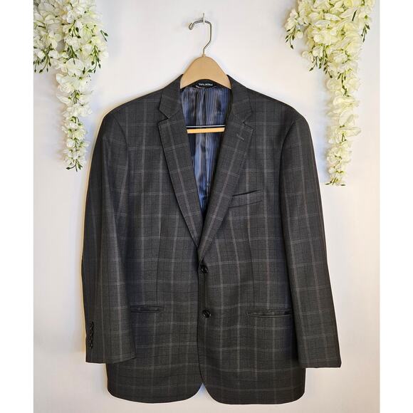 Bertolini Smart Wool Silk Blend Men’s Suit Jacket 46R Pants 40W 46/40 Windowpane - Picture 2 of 16